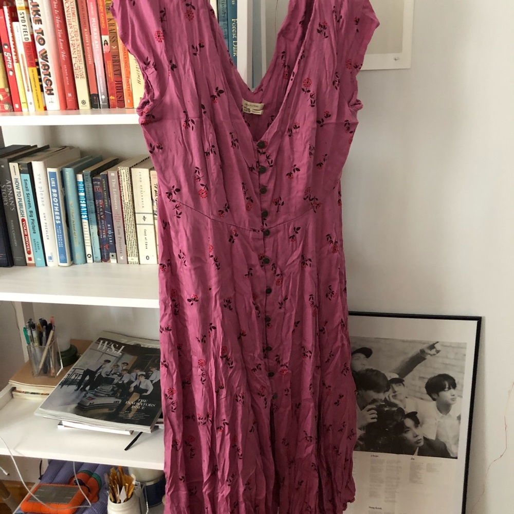 UO Floral button down midi dress
